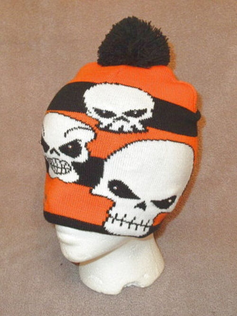 Wicked Skull Light Up Beanie Hat Unisex Emo Punk Goth Biker Halloween Party NEW